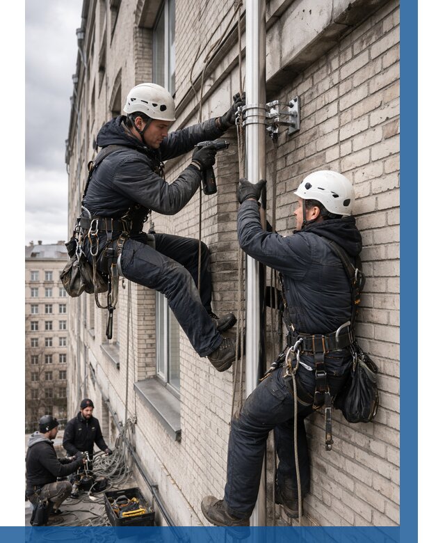 Монтаж флагштока на здании в Ейске от 6699 р. | ВЫСОТНИК-Еск