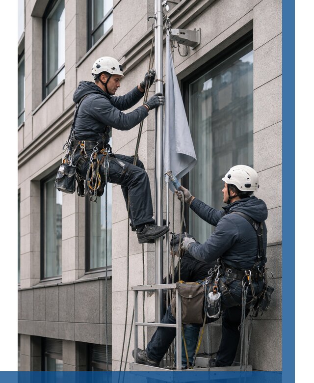 Установка флагов на фасаде в Ейске от 4638 р. | ВЫСОТНИК-Еск