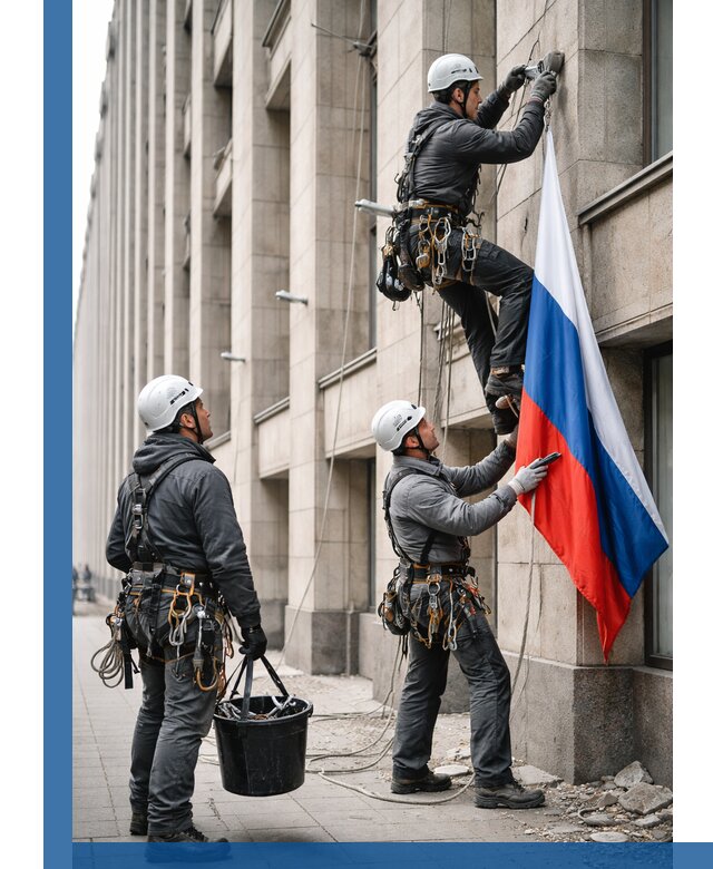 Профессиональная установка флагов на фасаде в Ейске