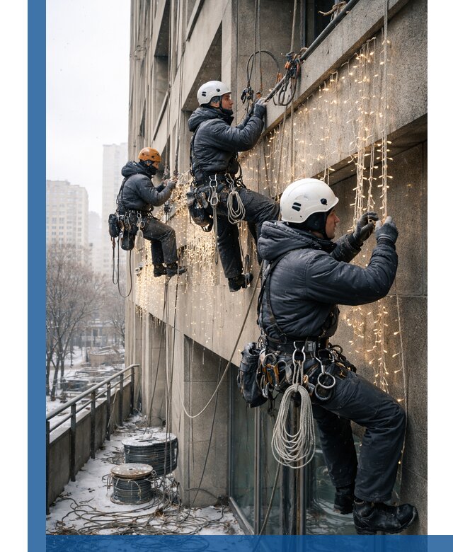 Монтаж новогодней иллюминации и украшение фасадов в Ейске