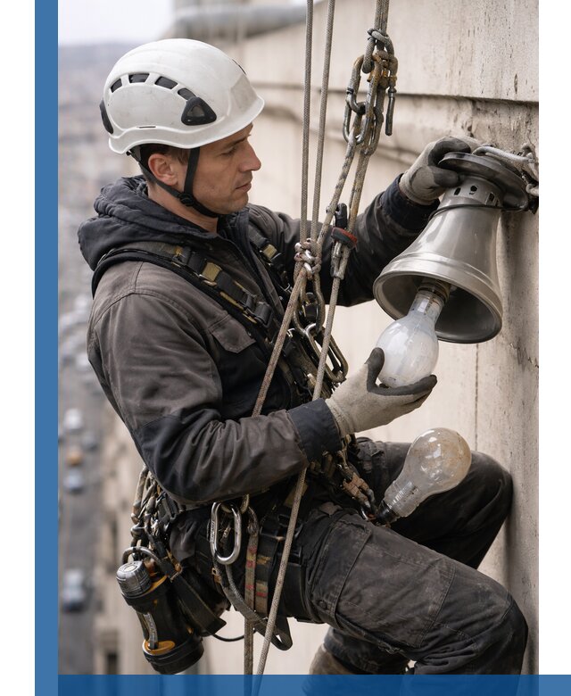 Замена ламп на высоте в Ейске профессионально и быстро