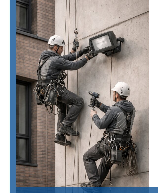 Профессиональный монтаж фасадных прожекторов в Ейске под ключ