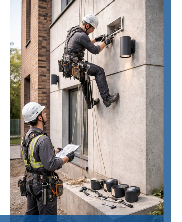 Монтаж фасадного освещения в Ейске от 2577 р. | ВЫСОТНИК-Еск