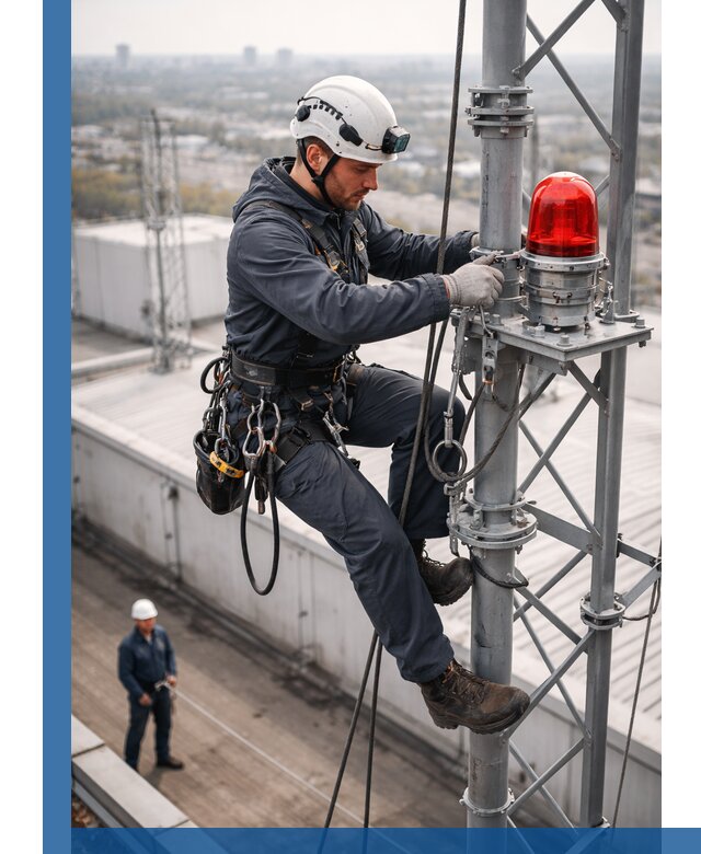 Монтаж заградительных огней и обслуживание объектов в Ейске