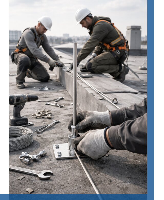 Монтаж молниезащиты на кровле в Ейске цена от 25765 р. | ВЫСОТНИК-Еск