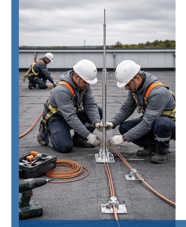 Монтаж молниезащиты на кровле в Ейске под ключ с гарантией