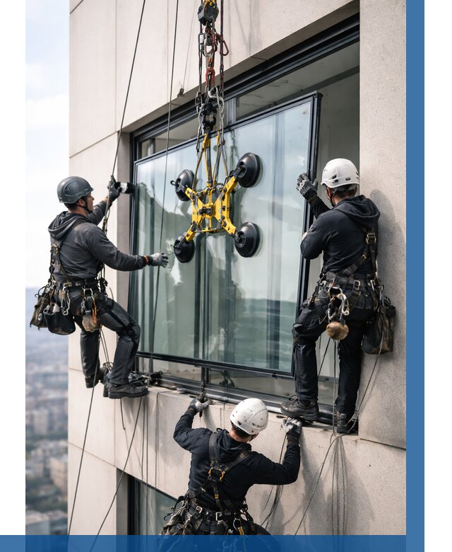 Монтаж стеклопакетов на высоте в Ейске от 3298 р. | ВЫСОТНИК-Еск