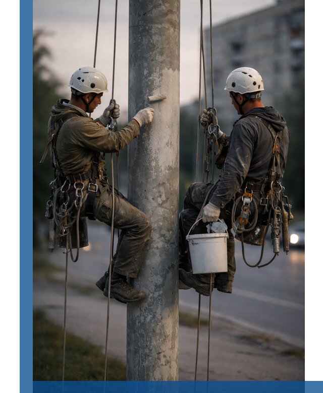 Покраска опор освещения и антикоррозийная защита в Ейске