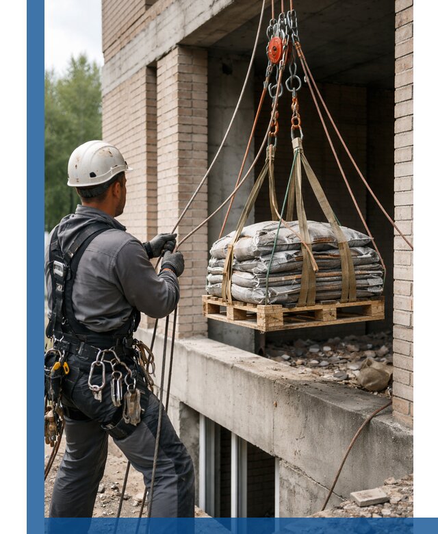 Подъем материалов на этаж веревками в Ейске оперативно