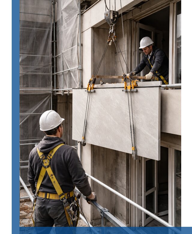 Подъем керамогранита на этаж в Ейске грузчиками и техникой