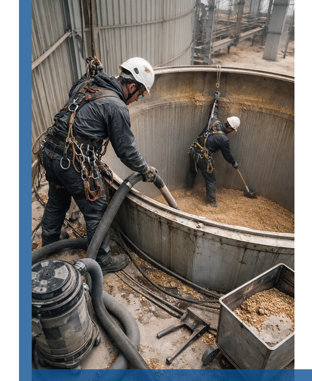 Профессиональная чистка зерновых бункеров в Ейске с выездом