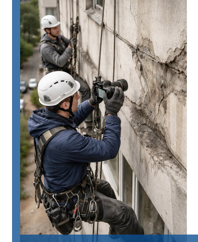 Фотофиксация дефектов фасада с высотной съемкой в Ейске